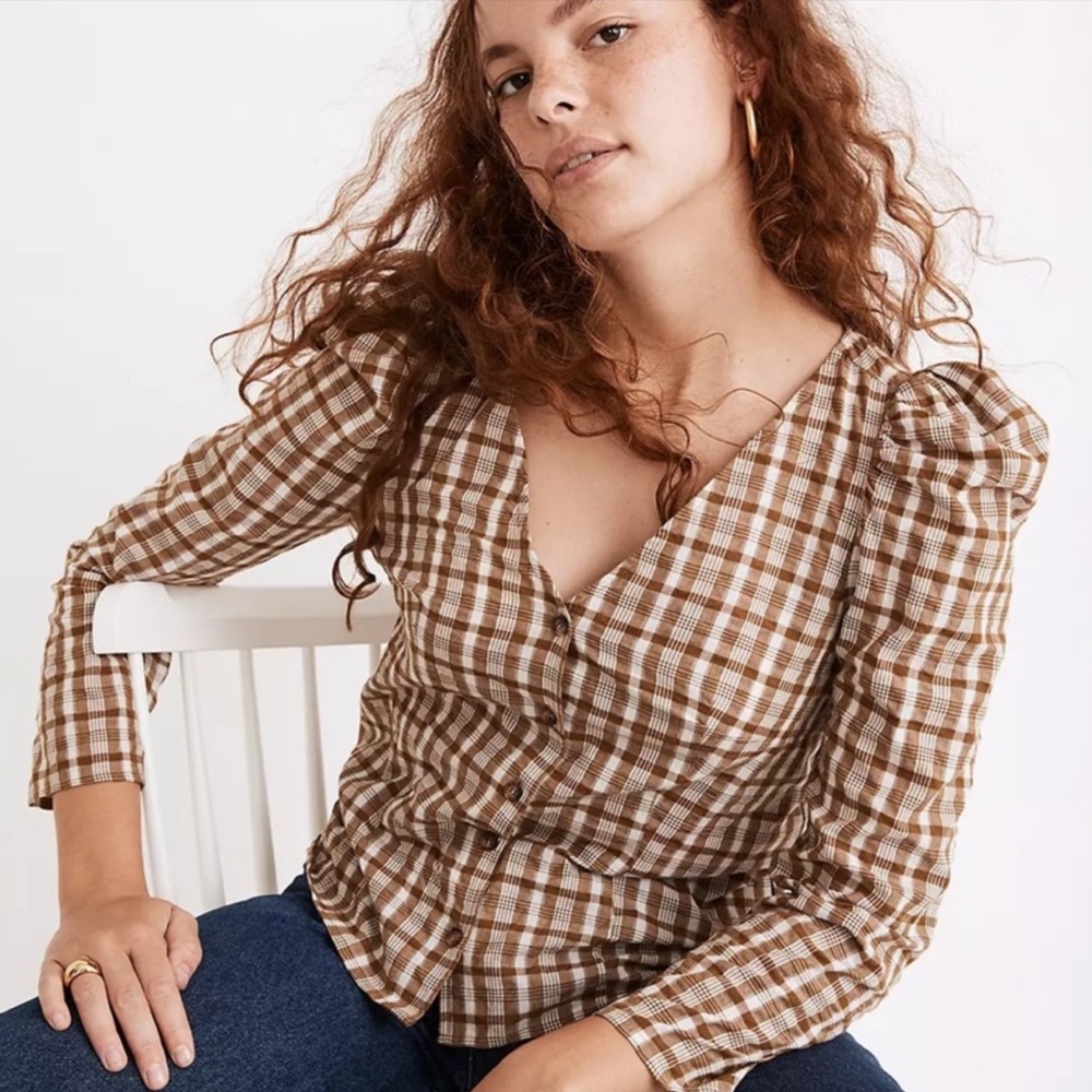 Madewell Westover Top in Sandown Plaid